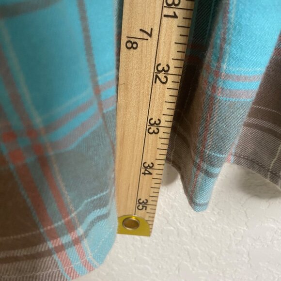 Lane Bryant Flannel Shirt Womens 22/24 Plaid BrownBlue Button Down Long Sleeves - Picture 6 of 9